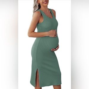 Ekouaer Women's Maternity Rib Knit Sleeveless Dress